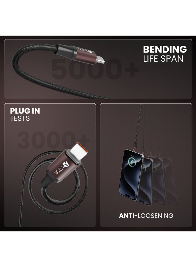 XASTON Type-C to Type-C Cable With 100W Fast Charging, Power Delivery Data & Charging Cable, Metal Braided USB-C Cable, Durable High Speed Transfer, Compatible with MacBook, Laptop, Smartphone and USB-C Devices (NCC14) - Image 4
